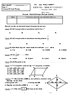 Đề kiểm tra định kì Cuối học kỳ II Khối 4 - Năm học 2016-2017 - Trường Tiểu học Xuân Phương