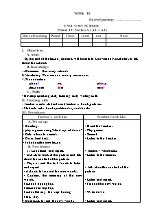 English lesson planning Grade 3 - Week 10