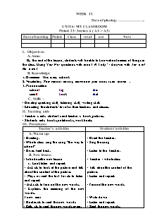 English lesson planning Grade 3 - Week 12