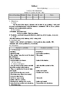 English lesson planning Grade 3 - Week 9