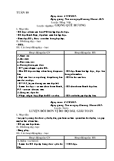 Giáo án Lớp 3 - Tuần 10 (Buổi chiều) - Năm học 2015-2016 - Cô Thu