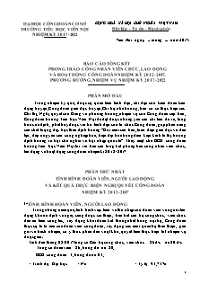 Báo cáo tổng kết Phong trào công nhân viên chức, lao động và hoạt động công đoàn nhiệm kỳ 2012-2017, Phương hướng, nhiệm vụ nhiệm kỳ 2017-2022