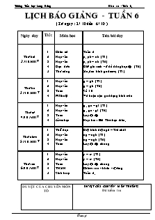 Giáo án Lớp 1 - Tuần 6 - Năm học 2017-2018 - Trường Tiểu học Long Hưng