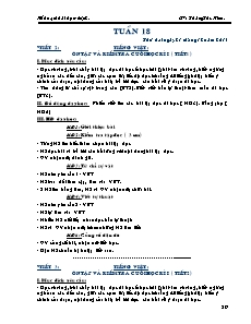 Kế hoạch bài học Lớp 2 - Tuần 18 - Năm học 2016-2017 - Thăng Thu Hiền