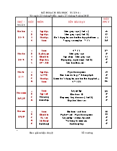 Kế hoạch bài học Lớp 2 - Tuần 6 - Năm học 2013-2014