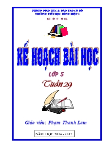 Kế hoạch bài học Lớp 4 - Tuần 29 (VNEN) - Năm học 2016-2017 - Phạm Thanh Lam