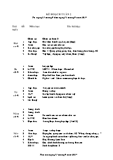 Kế hoạch dạy học Lớp 4 - Tuần 2 - Năm học 2017-2018