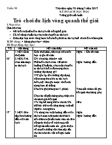 Kế hoạch dạy học Trông giữ cuối buổi - Tuần 30: Trò chơi du lịch vòng quanh thế giới - Năm học 2016-2017