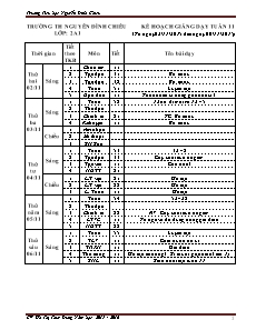 Kế hoạch giảng dạy Lớp 2 - Tuần 11 - Năm học 2015-2016 - Hồ Thị Thùy Dung