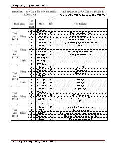 Kế hoạch giảng dạy Lớp 2 - Tuần 13 - Năm học 2015-2016 - Hồ Thị Thùy Dung