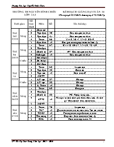 Kế hoạch giảng dạy Lớp 2 - Tuần 14 - Năm học 2015-2016 - Hồ Thị Thùy Dung