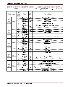 Kế hoạch giảng dạy Lớp 2 - Tuần 15 - Năm học 2015-2016 - Hồ Thị Thùy Dung