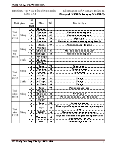 Kế hoạch giảng dạy Lớp 2 - Tuần 16 - Năm học 2015-2016 - Hồ Thị Thùy Dung