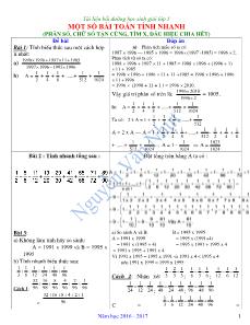 Tài liệu bồi dưỡng học sinh giỏi Toán Lớp 5 - Một số bài toán tính nhanh - Nguyễn Văn Nhựt