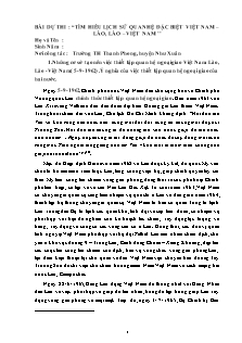 Bài dự thi Tìm hiểu lịch sử quan hệ đặc biệt Việt Nam - Lào, Lào - Việt Nam - Trường Tiểu học Thanh Phong