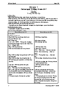Giáo án Lớp 4 - Tuần 7 - Năm học 2017-2018 - Lê Hạnh