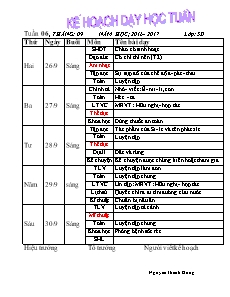 Kế hoạch dạy học tuần Lớp 5 - Tuần 6 - Năm học 2016-2017 - Nguyễn Thanh Hùng